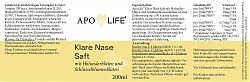 ApoLife Klare Nase Saft 200 ml